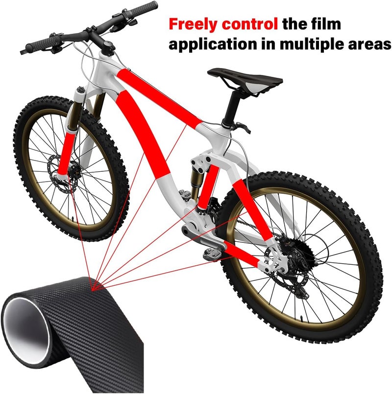 CNCLOL CNC Bike Frame Protection Tape,Bicycle Frame Protector Sticker-Frame Protection Paint Film 3m(4”x118”), Carbon Fiber Pattern Frame Guard Wrap for Mountain Bike/Gravel/MTB/Road Bike etc. - Image 2